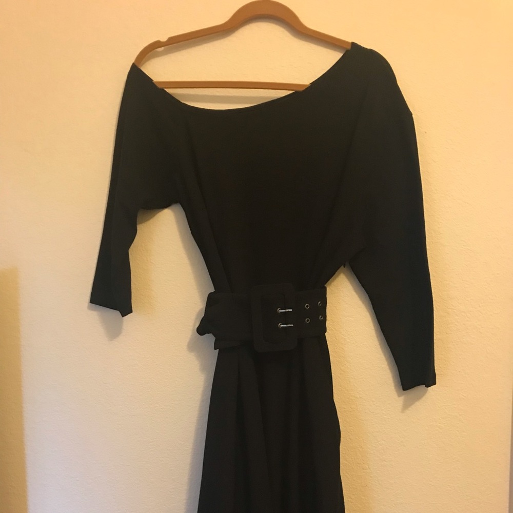 ONE SHOULDER COTTON KNIT BELTED DRESS